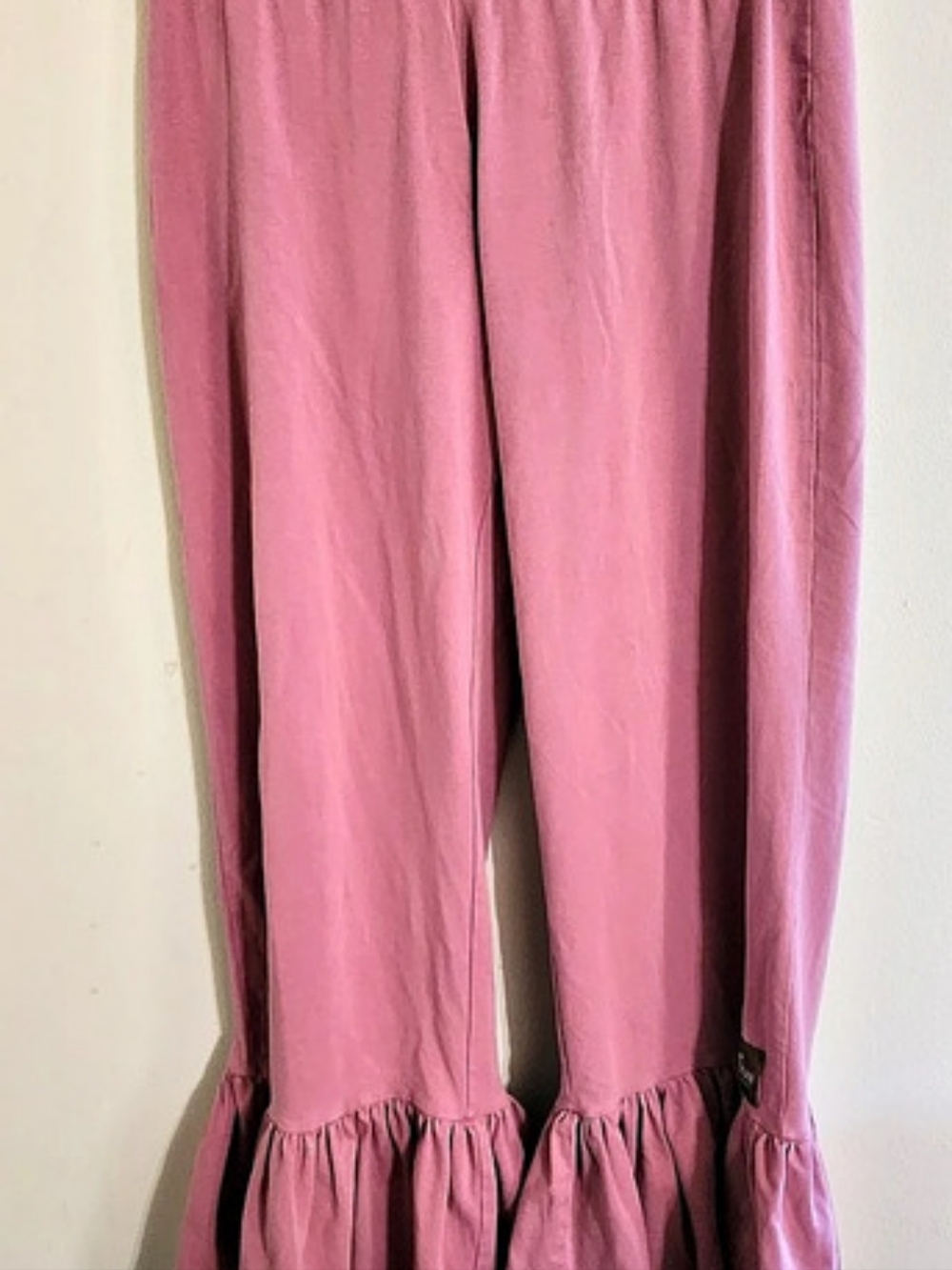 Matilda Jane Mauve Pink Ruffle Hem Knit Pants Leggings Size Small